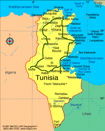 Mapa de Tunes, Africa
