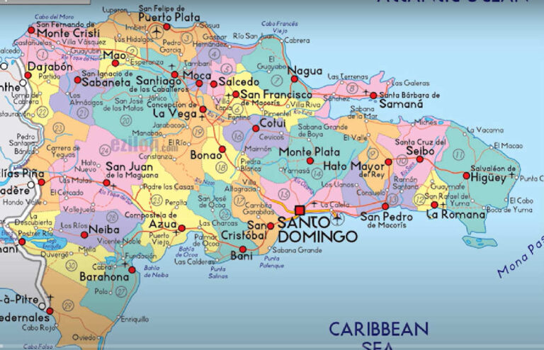 Mapa Político de la República Dominicana :Provincias y Capitales