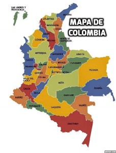 Mapa de Colombia con sus departamentos