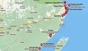 Mapa de riviera maya con playas